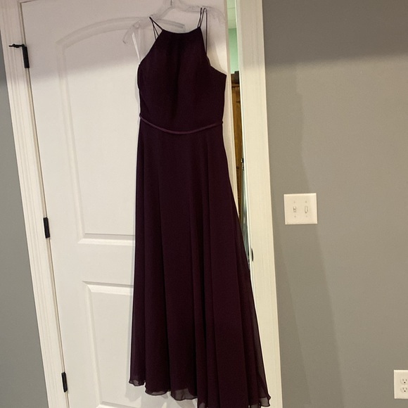 plum color bridesmaid dresses Elegant Mulberry Purple One-shoulder Lace Top Mermaid Long Bridesmaid –  SposaBridal main image 0